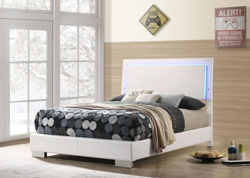 Felicity Wood LED Panel Bed White High Gloss