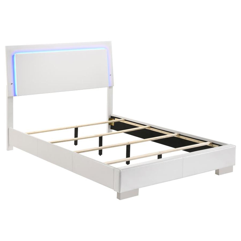 Felicity Wood LED Panel Bed White High Gloss