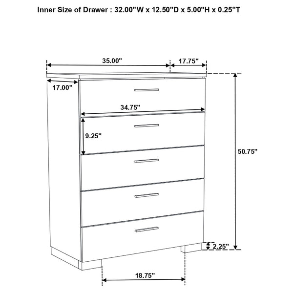 Lydia 5-piece Queen Bedroom Set White High Gloss