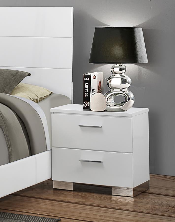 Felicity 2-drawer Nightstand White High Gloss | White | White High Gloss | 203502