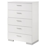 Felicity 5-drawer Bedroom Chest White High Gloss | White | White High Gloss | 203505