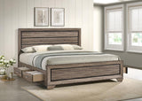 Kauffman Wood Eastern King Storage Panel Bed Washed Taupe | Beige | Washed Taupe | 204190KE