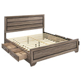 Kauffman Wood Eastern King Storage Panel Bed Washed Taupe | Beige | Washed Taupe | 204190KE