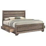Kauffman Wood Eastern King Storage Panel Bed Washed Taupe | Beige | Washed Taupe | 204190KE