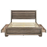 Kauffman Wood Eastern King Storage Panel Bed Washed Taupe | Beige | Washed Taupe | 204190KE