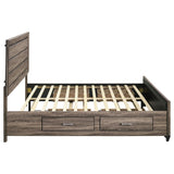 Kauffman Wood Eastern King Storage Panel Bed Washed Taupe | Beige | Washed Taupe | 204190KE