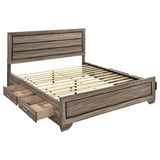 Kauffman Wood California King Storage Panel Bed Washed Taupe | Beige | Washed Taupe | 204190KW