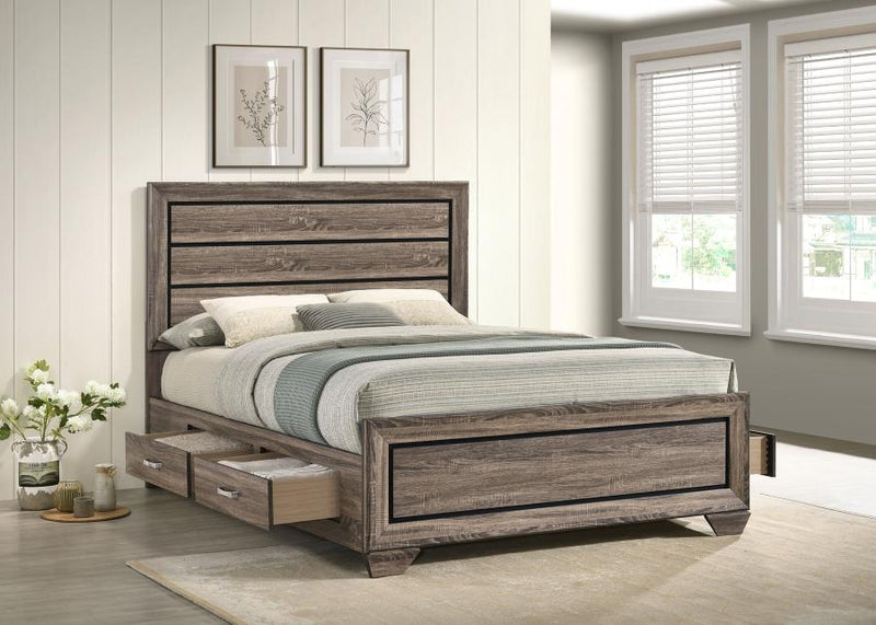 Kauffman Wood Storage Panel Bed Washed Taupe