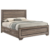 Kauffman Wood Queen Storage Panel Bed Washed Taupe | Queen | Beige | Washed Taupe | 204190Q