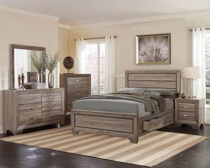 Radcliffe Wood Queen Storage Panel Bed Washed Taupe