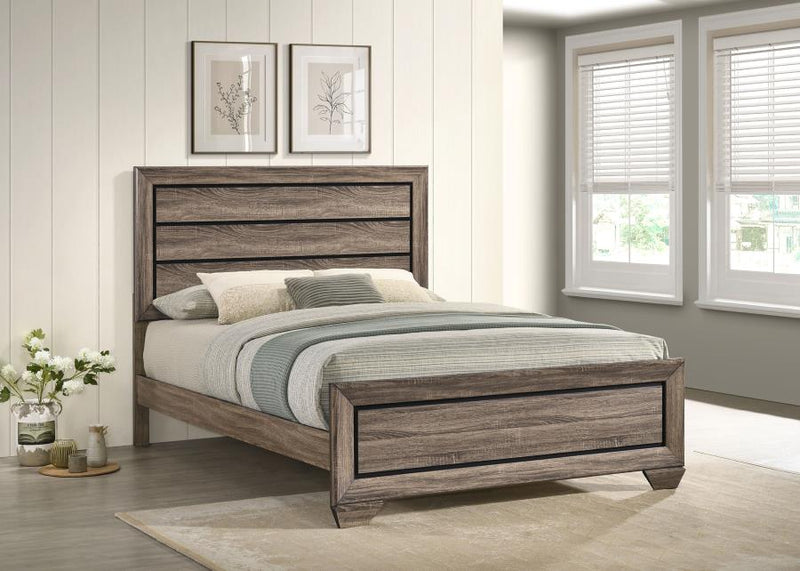 Kauffman Wood Panel Bed Washed Taupe