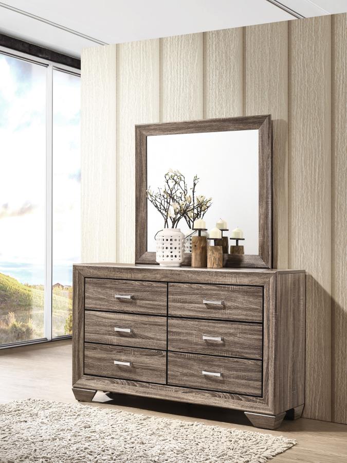 Kauffman 6-drawer Dresser with Mirror Washed Taupe | King | Beige | Washed Taupe | 204193M