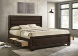 Kauffman Wood California King Storage Panel Bed Dark Cocoa | Brown | Dark Cocoa | 204390KW