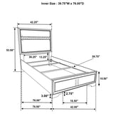 Miranda 54-inch Upholstered Twin Panel Bed White | Twin | White | 205110T