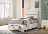 Miranda 51-inch Wood Twin Storage Panel Bed White | Twin | White | 205111T