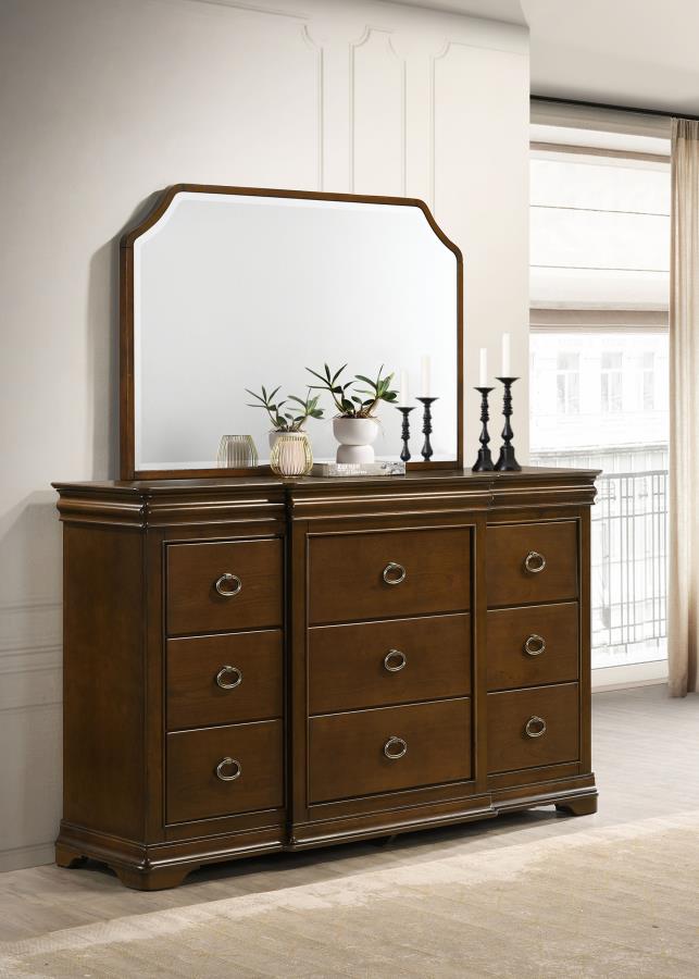 Garland 9-drawer Bedroom Dresser with Mirror Brown Cherry
