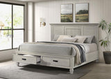 Franco Wood Eastern King Storage Panel Bed Distressed White | White | Distressed White | 205330KE