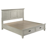Franco Wood Eastern King Storage Panel Bed Distressed White | White | Distressed White | 205330KE