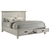 Franco Wood Eastern King Storage Panel Bed Distressed White | White | Distressed White | 205330KE