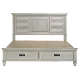 Franco Wood Eastern King Storage Panel Bed Distressed White | White | Distressed White | 205330KE