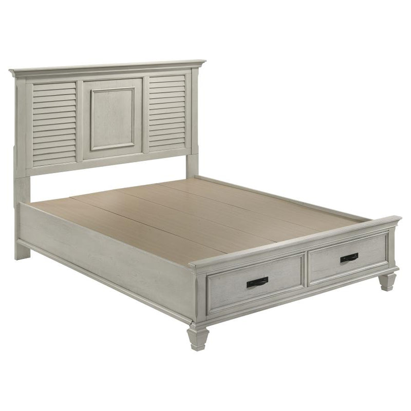 Franco Wood Storage Panel Bed Distressed White