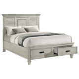 Franco Wood Queen Storage Panel Bed Distressed White | Queen | White | Distressed White | 205330Q