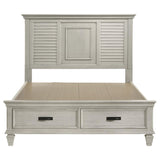 Franco Wood Queen Storage Panel Bed Distressed White | Queen | White | Distressed White | 205330Q