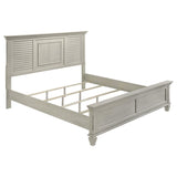 Franco Wood Eastern King Panel Bed Distressed White | Ivory | Distressed White | 205331KE
