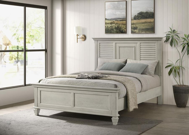 Franco Wood Panel Bed Distressed White