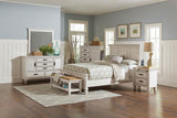 Franco Wood Queen Panel Bed Distressed White | Queen | Ivory | Distressed White | 205331Q