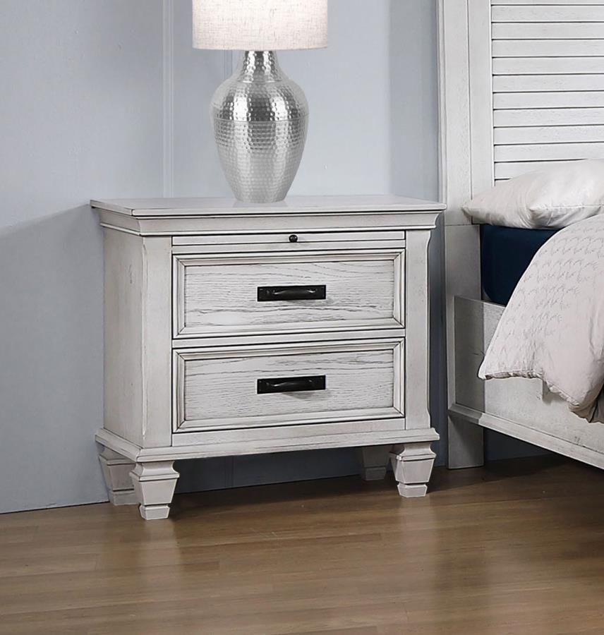 Franco 2-drawer Nightstand Distressed White | White | Distressed White | 205332