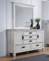 Franco 5-drawer Dresser with Mirror Distressed White | White | Distressed White | 205333M