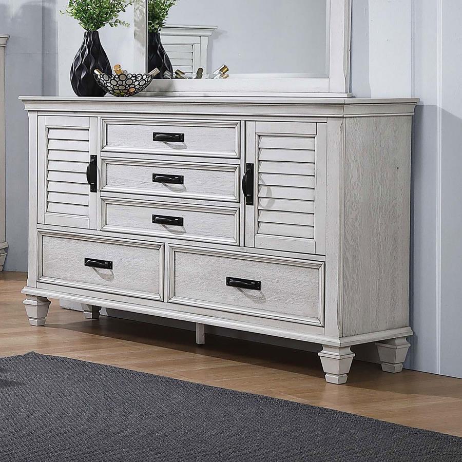 Franco 5-drawer Dresser Distressed White | White | Distressed White | 205333