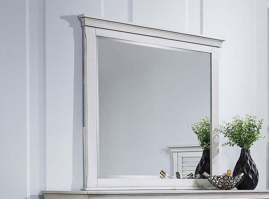 Franco Dresser Mirror Distressed White | White | Distressed White | 205334