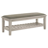 Franco Fabric Upholstered Bench with Shelf Distressed White | Ivory | Distressed White | 205337