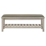 Franco Fabric Upholstered Bench with Shelf Distressed White | Ivory | Distressed White | 205337