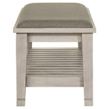 Franco Fabric Upholstered Bench with Shelf Distressed White | Ivory | Distressed White | 205337