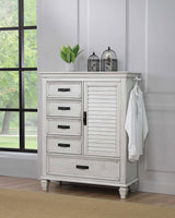 Franco 5-drawer Door Chest Distressed White | Ivory | Distressed White | 205338