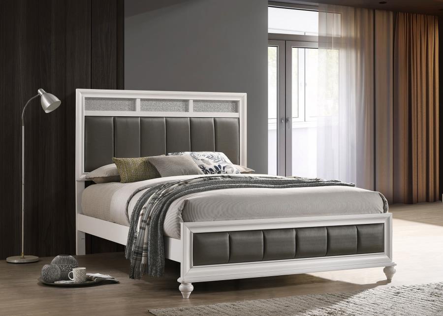 Barzini Wood Queen Panel Bed White | King | White | 205891Q
