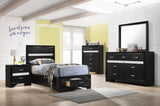 Miranda 51-inch Wood Twin Storage Panel Bed Black | Twin | Black | 206361T