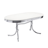 Retro Oval 60-inch Wood Top Dining Table White and Chrome | White | 2065