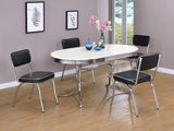 Retro Oval 60-inch Wood Top Dining Table White and Chrome | White | 2065