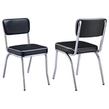 Retro Upholstered Dining Side Chair Black (Set of 2) | Black | 2066