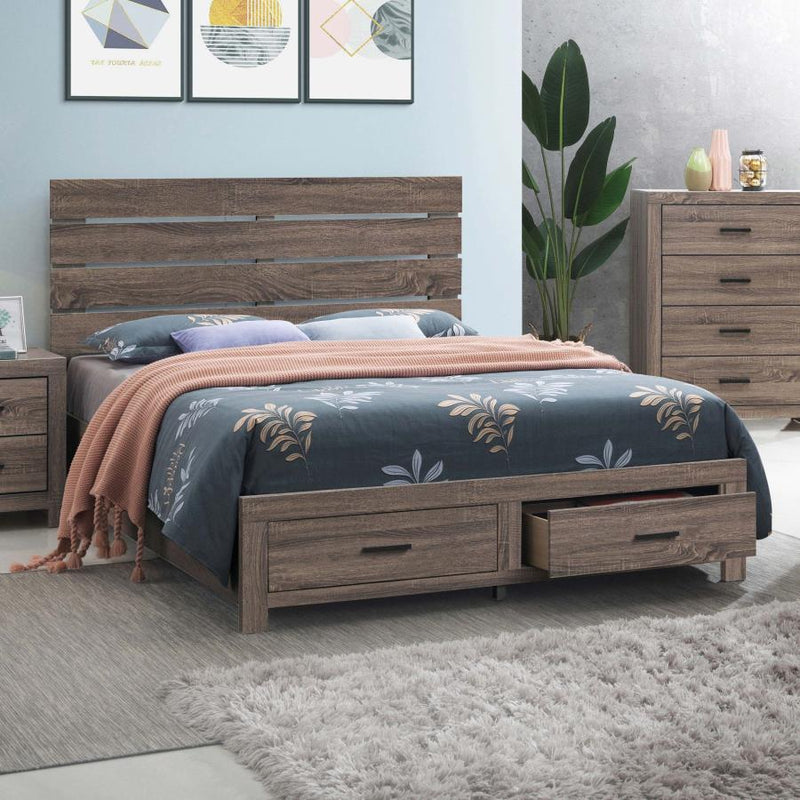 Brantford Wood Storage Panel Bed Barrel Oak