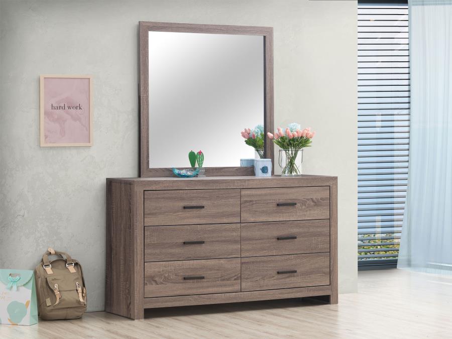Brantford 6-drawer Dresser with Mirror Barrel Oak | Brown | Barrel Oak | 207043M