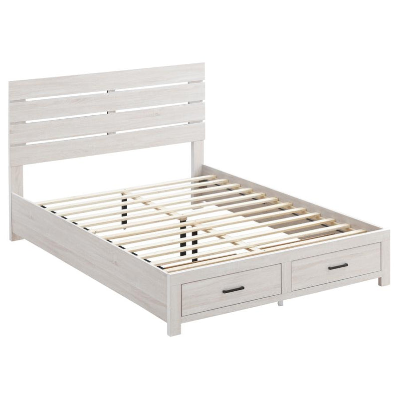 Brantford Wood Storage Panel Bed Coastal White