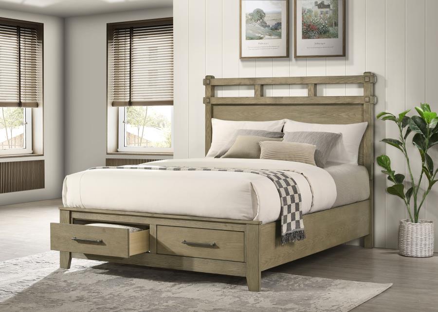 Hazlewood 59-inch Queen Panel Storage Bed Vineyard Oak | Queen | Brown | Vineyard Oak | 207530Q