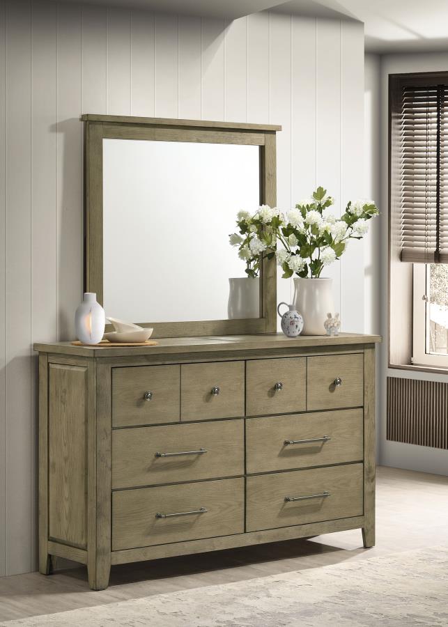 Hazlewood 6-drawer Bedroom Dresser with Mirror Vineyard Oak | Brown | Vineyard Oak | 207533M