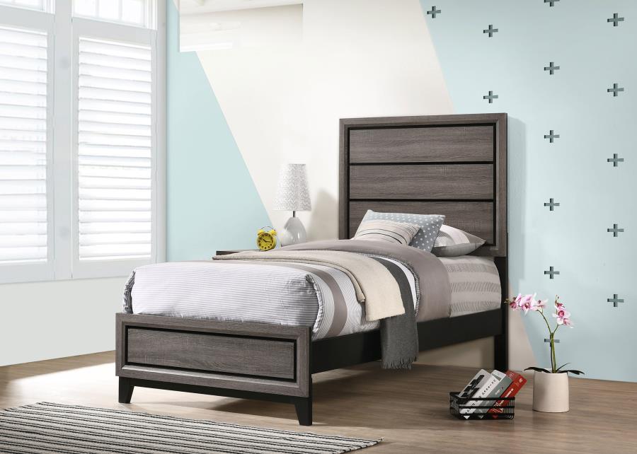 Watson Wood Twin Panel Bed Grey Oak | Twin | Grey | Grey Oak | 212421T