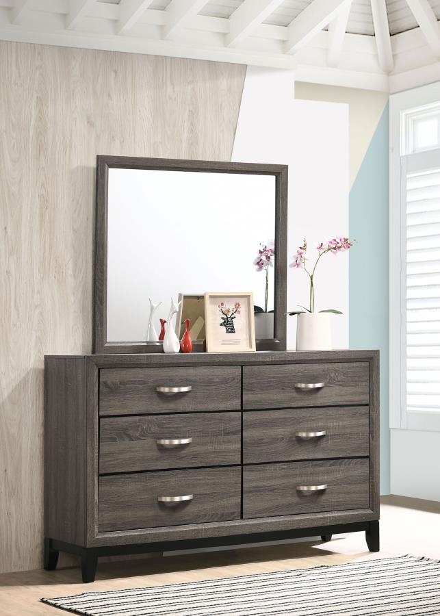 Watson 6-drawer Dresser with Mirror Grey Oak | Grey | Grey Oak | 212423M